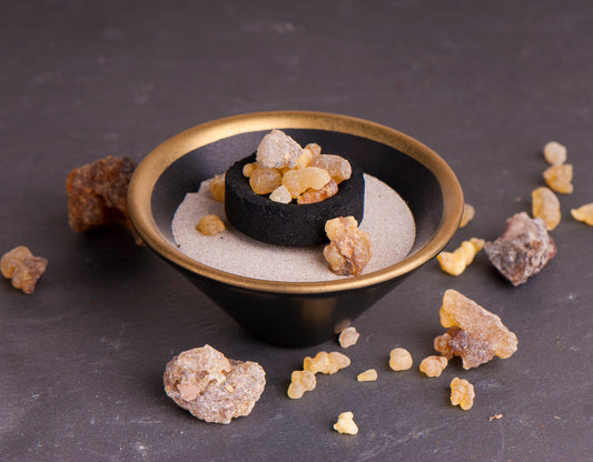 Räucherschale schwarz/gold Keramik