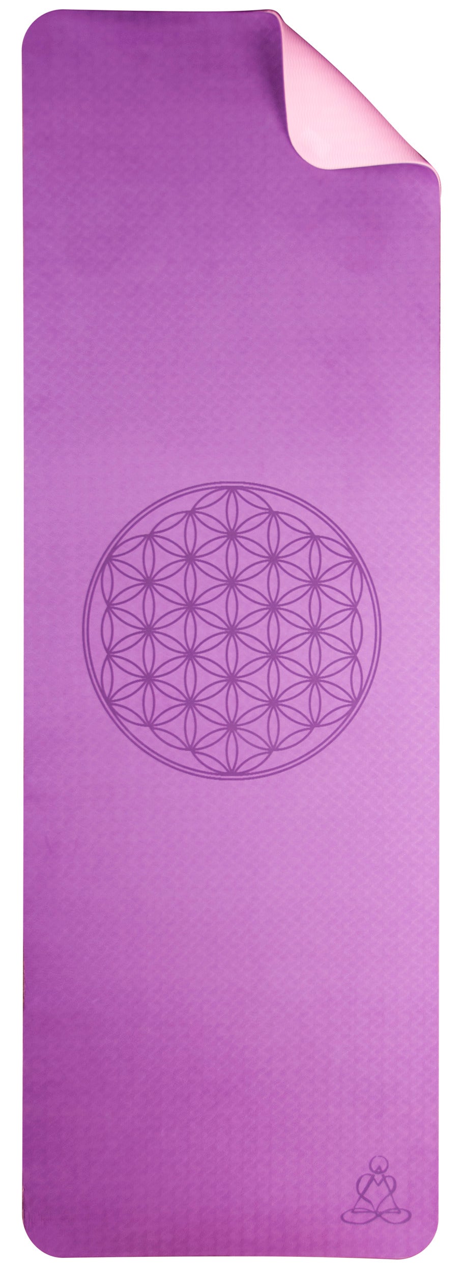 Yogamatte TPE ecofriendly - dunkellila/zartlila6mm zweischichtig mit Blume des Lebens