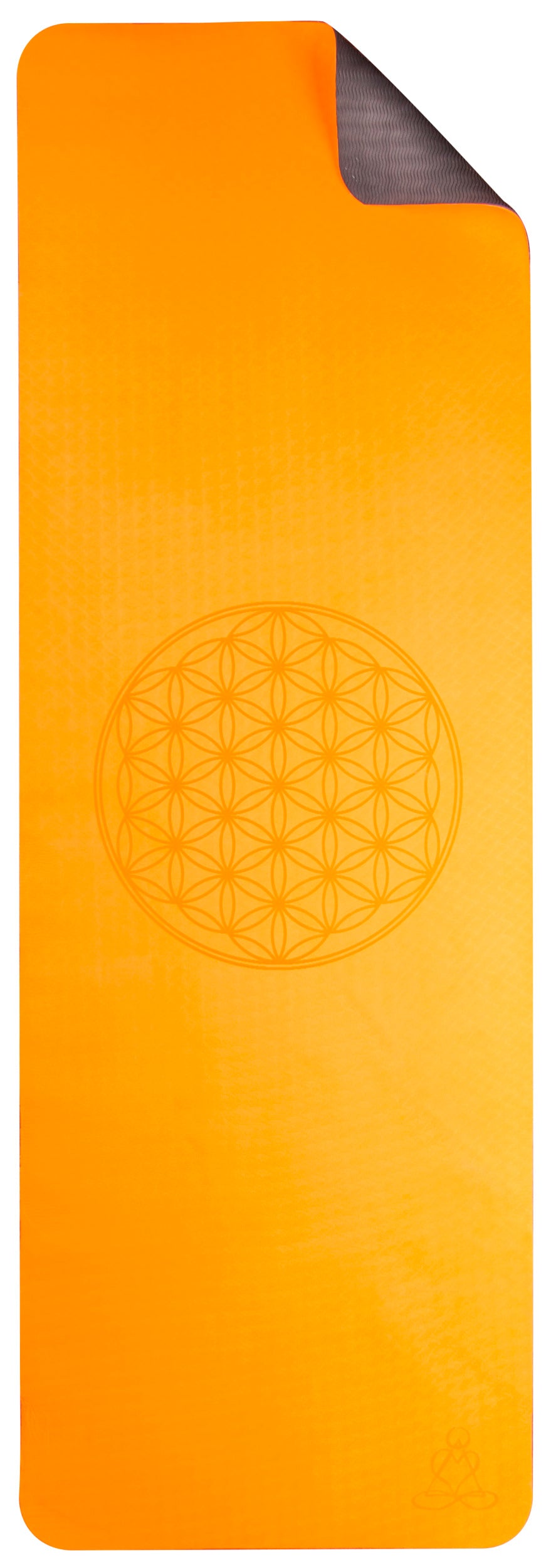 Yogamatte TPE ecofriendly - orange/grau 6mm zweischichtig mit Blume des Lebens